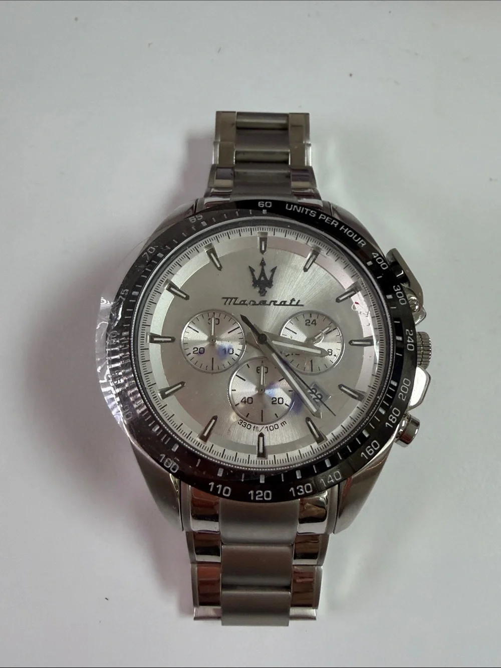 Maserati Silver Stainless Steel Chronograph Watch in working  condition.